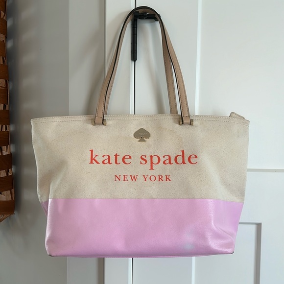Kate Spade Lott Street Francis Natural/ Pink Tote - Picture 1 of 6